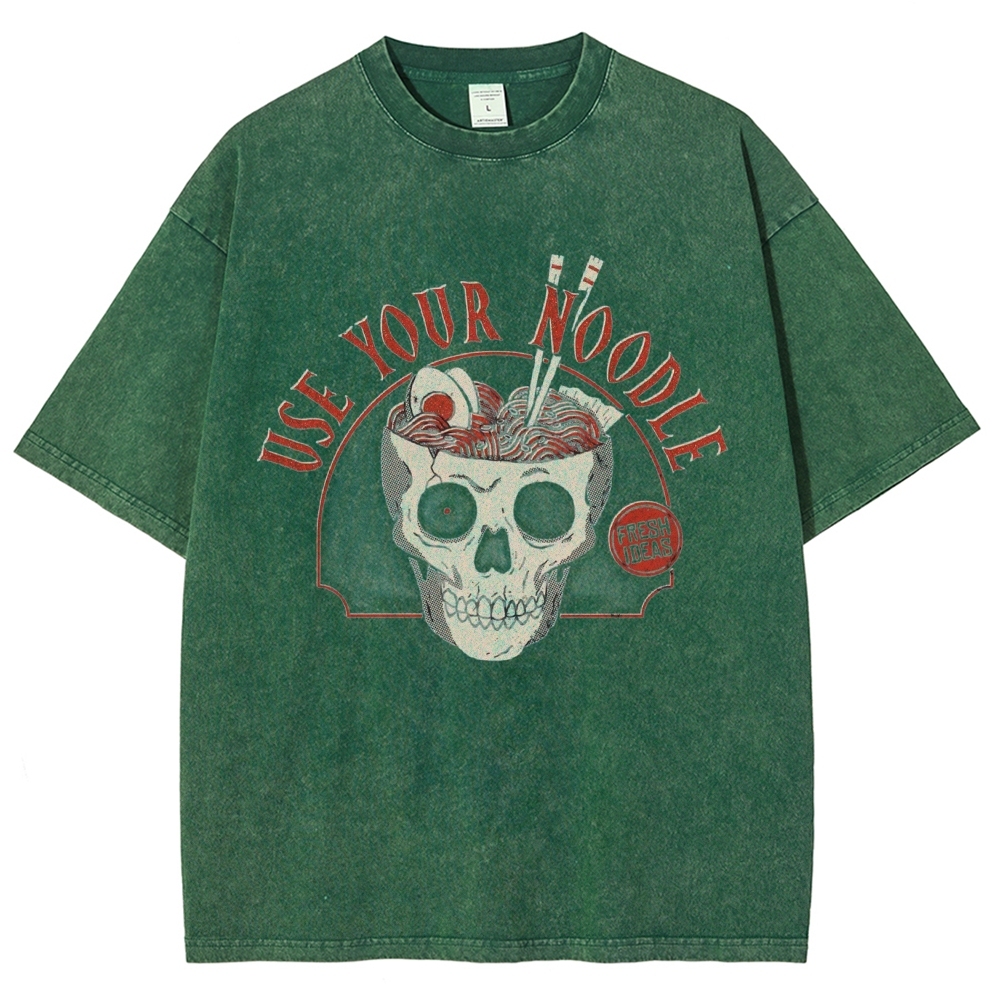 Use Your Noodle Vintage Snowflake Washed T-Shirt-moweekender