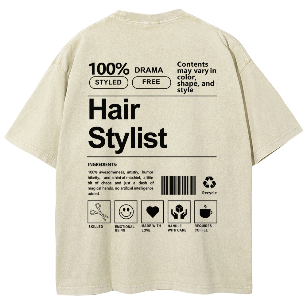 Hair Stylist Washed Vintage Short Sleeves T-Shirt-moweekender