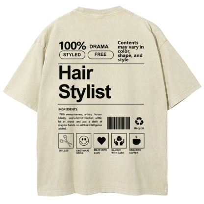 Hair Stylist Washed Vintage Short Sleeves T-Shirt-moweekender