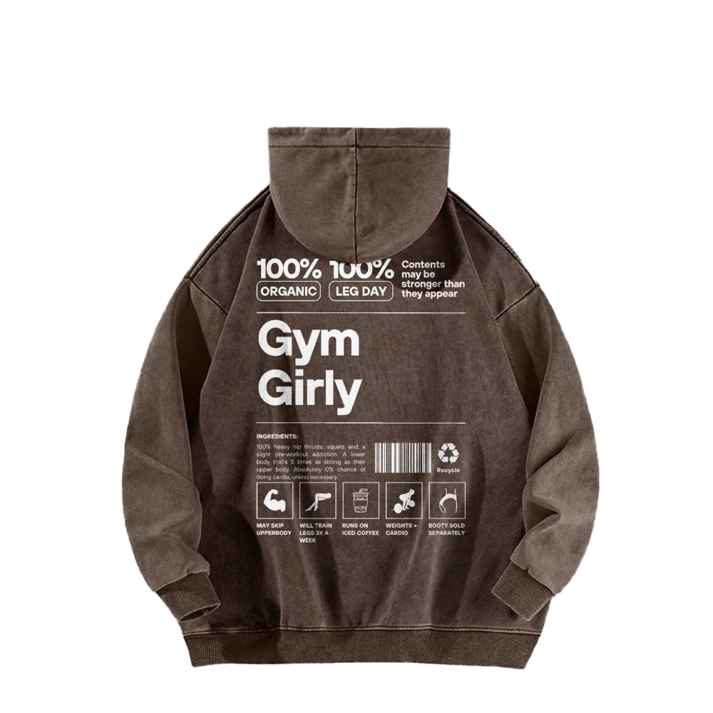 Gym Girl Washed Long Sleeved Hoodie-moweekender