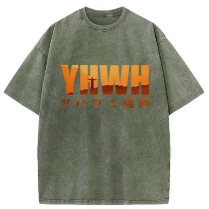 YHWH With Faith Washed Vintage T-Shirt-moweekender