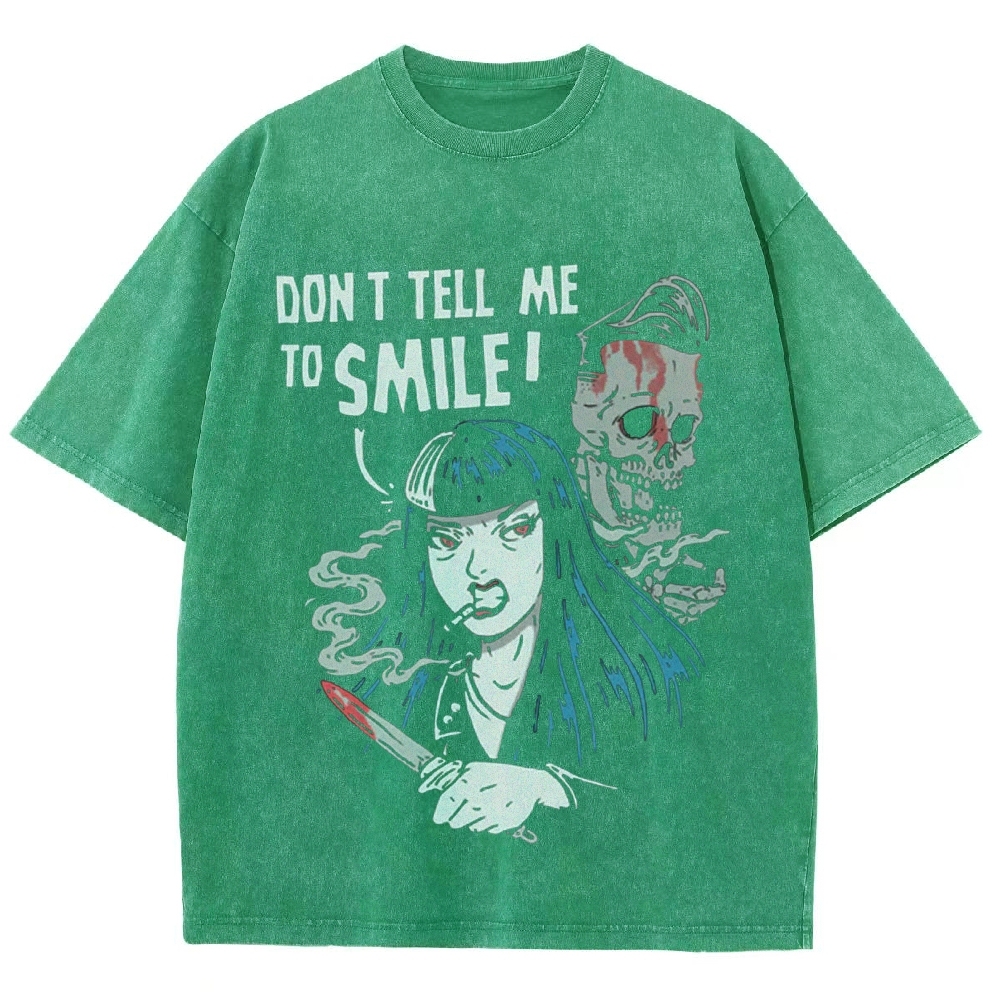 Don'T Tell Me To Smile Vintage Snowflake Washed T-Shirt-moweekender