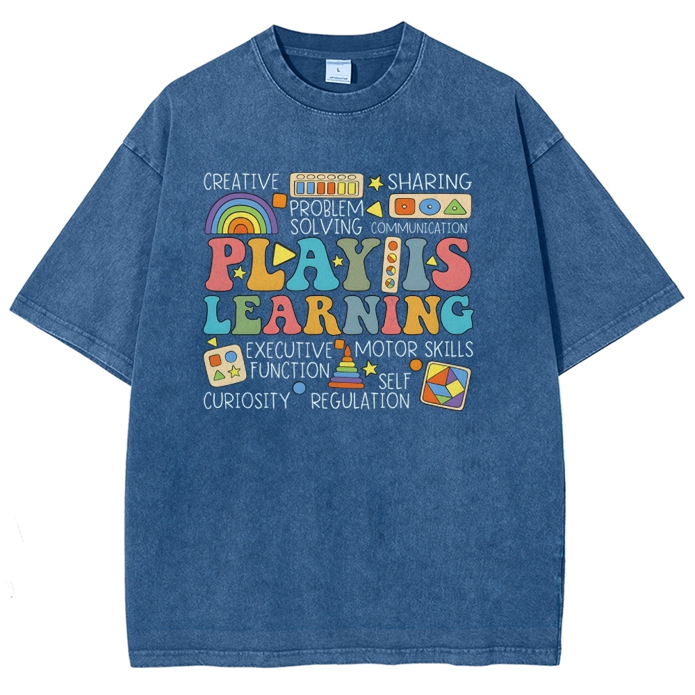 Play Is Learning Unisex Fit Washed T-Shirt-moweekender