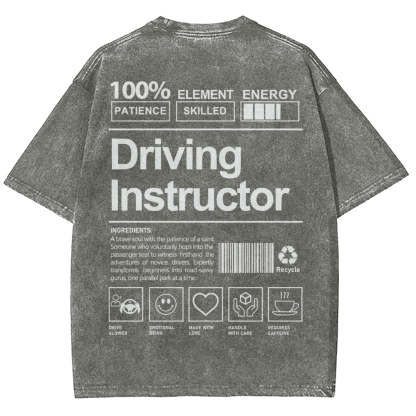 Driving Instructor Pattern Washed Vintage Short Sleeves T-Shirt-moweekender