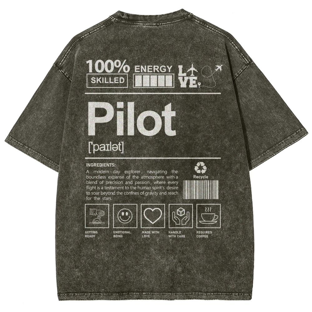Pilot Unisex Fit Washed T-Shirt-moweekender
