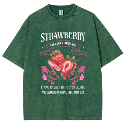 Beatle Strawberry Fields Vintage Snowflake Washed T-Shirt-moweekender