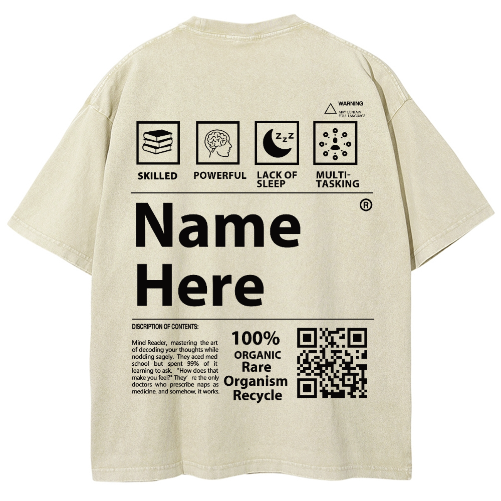 QR Code Customized Unisex Fit Washed T-Shirt