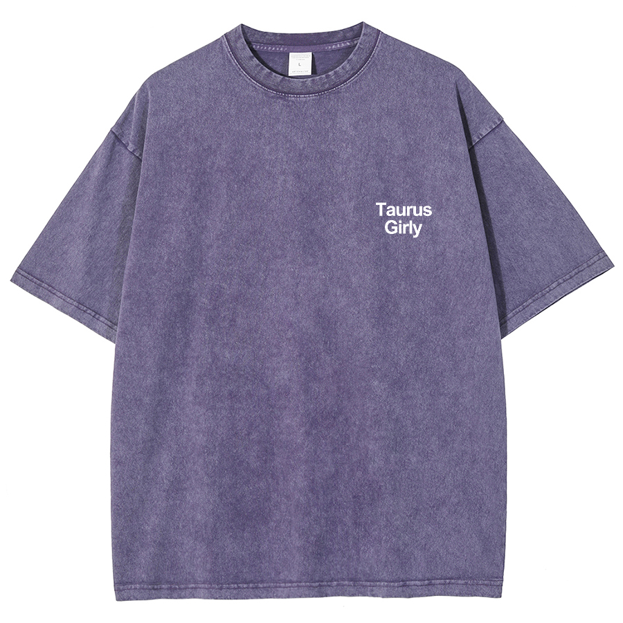 Taurus Girly Unisex Fit Washed T-Shirt-moweekender