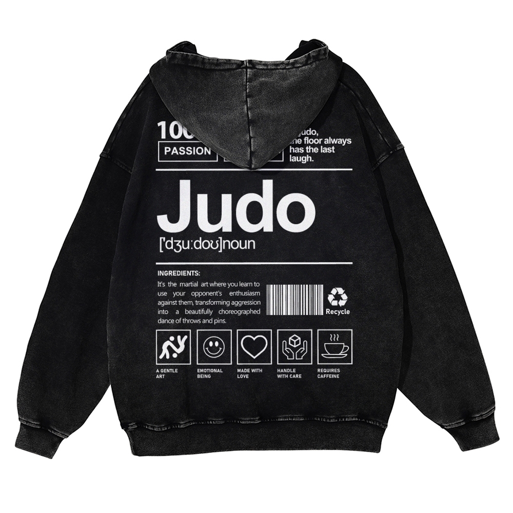 Judo Printed Vintage Washed Hoodie-moweekender