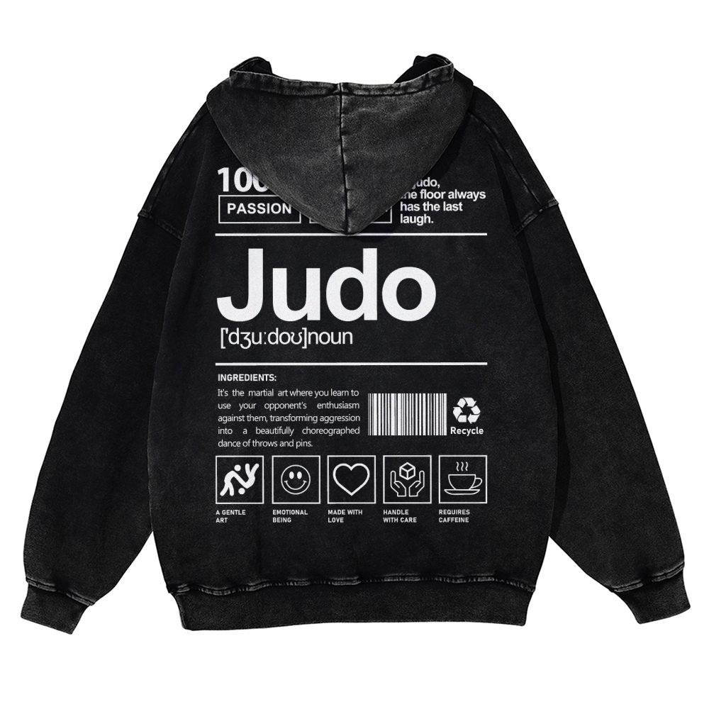Judo Printed Vintage Washed Hoodie-moweekender