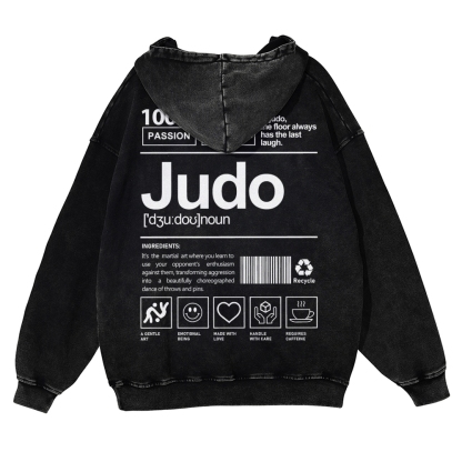 Judo Printed Vintage Washed Hoodie-moweekender
