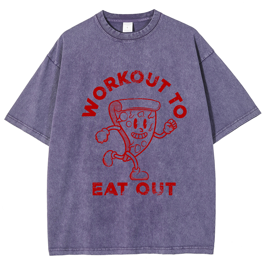 Workout To Eat Out Unisex Fit Washed T-Shirt-moweekender