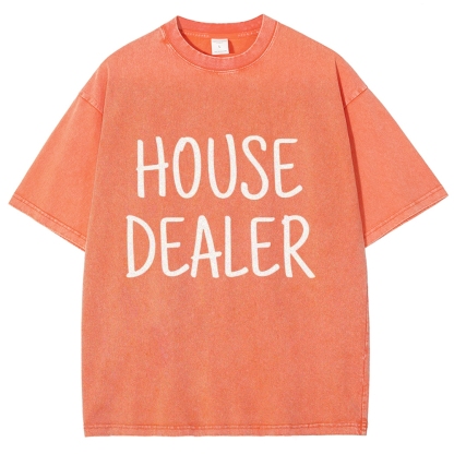 house dealer Unisex Fit Washed T-Shirt-moweekender