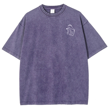 Mom Pattern Washed Vintage Short Sleeves T-Shirt-moweekender