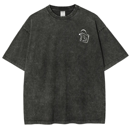 Mom Pattern Washed Vintage Short Sleeves T-Shirt-moweekender