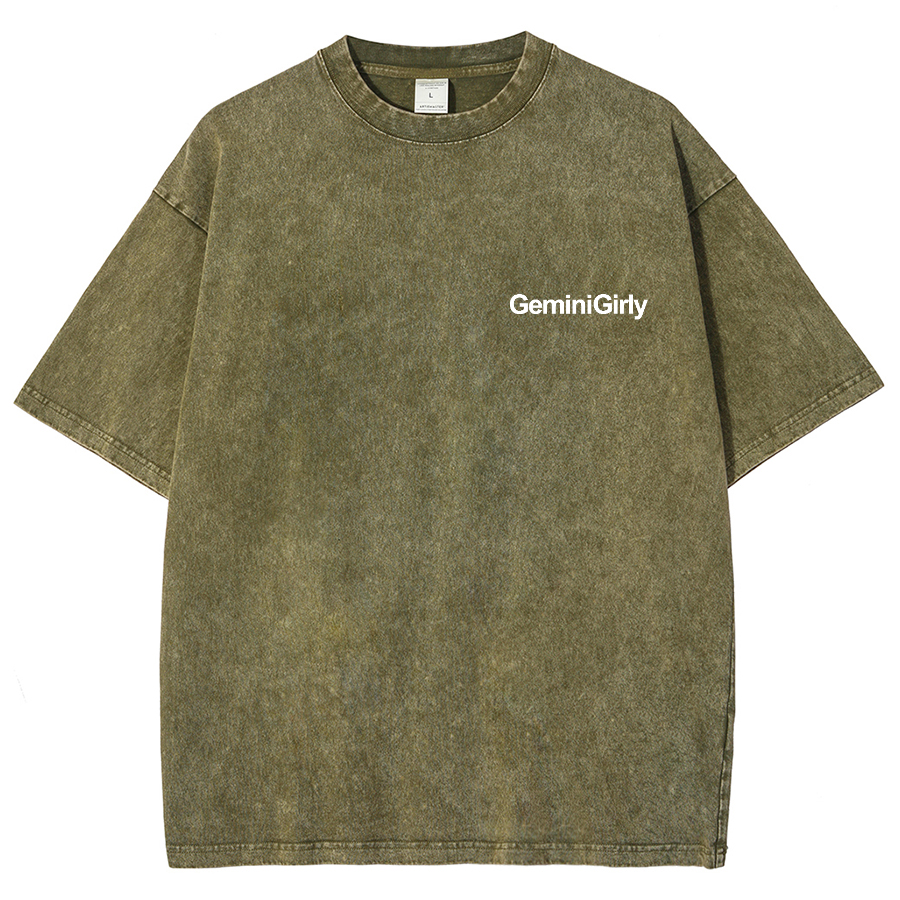 Gemini Girly Unisex Fit Washed Oversized T-Shirt-moweekender