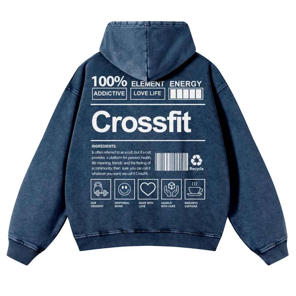 Crossfit Printed Vintage Washed Hoodie-moweekender