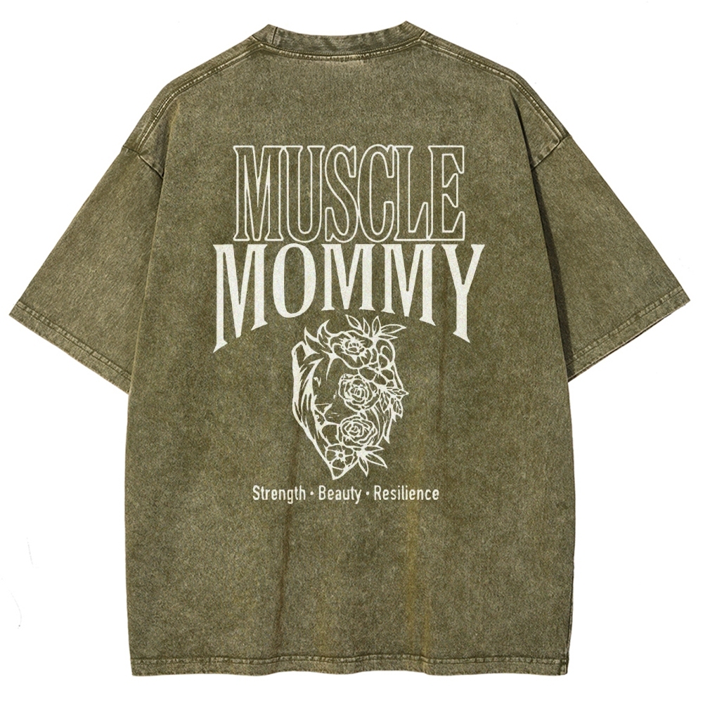 Muscle Mommy Vintage Snowflake Washed T-Shirt-moweekender