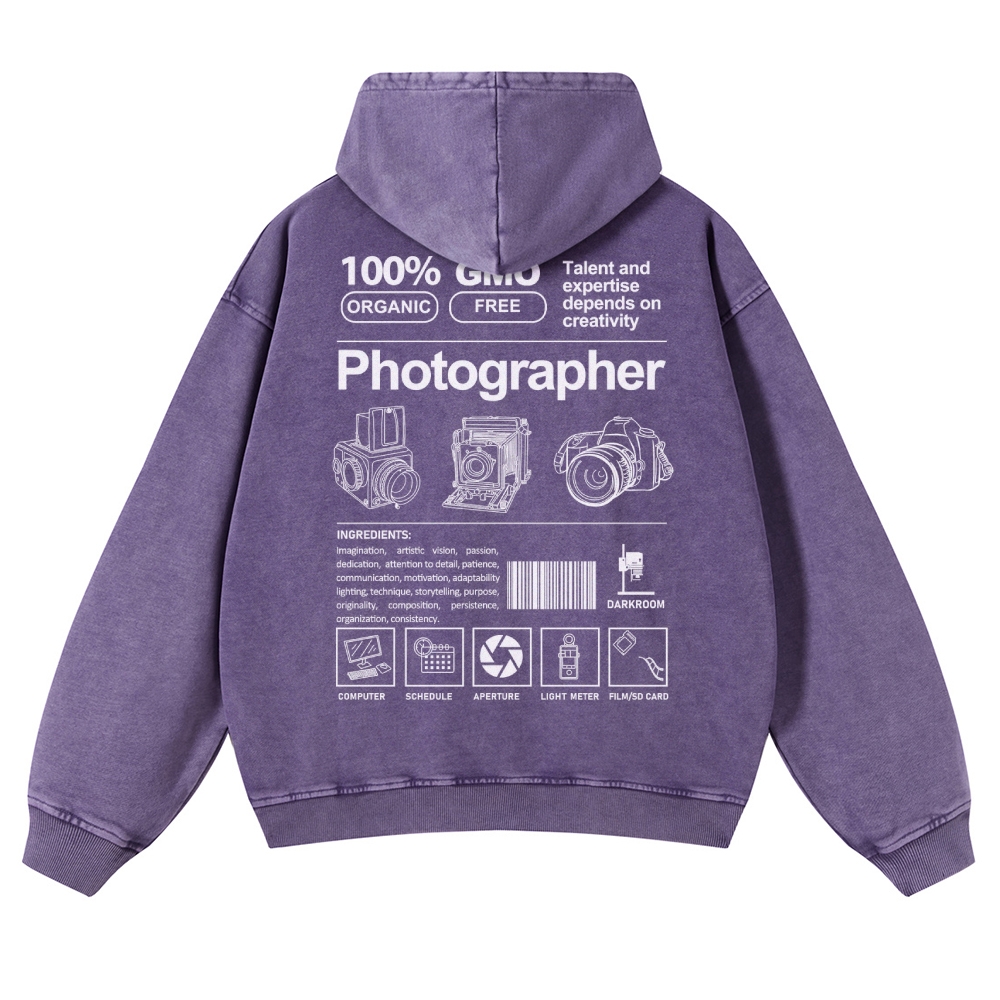 Photographer Casual Washed Hoodie