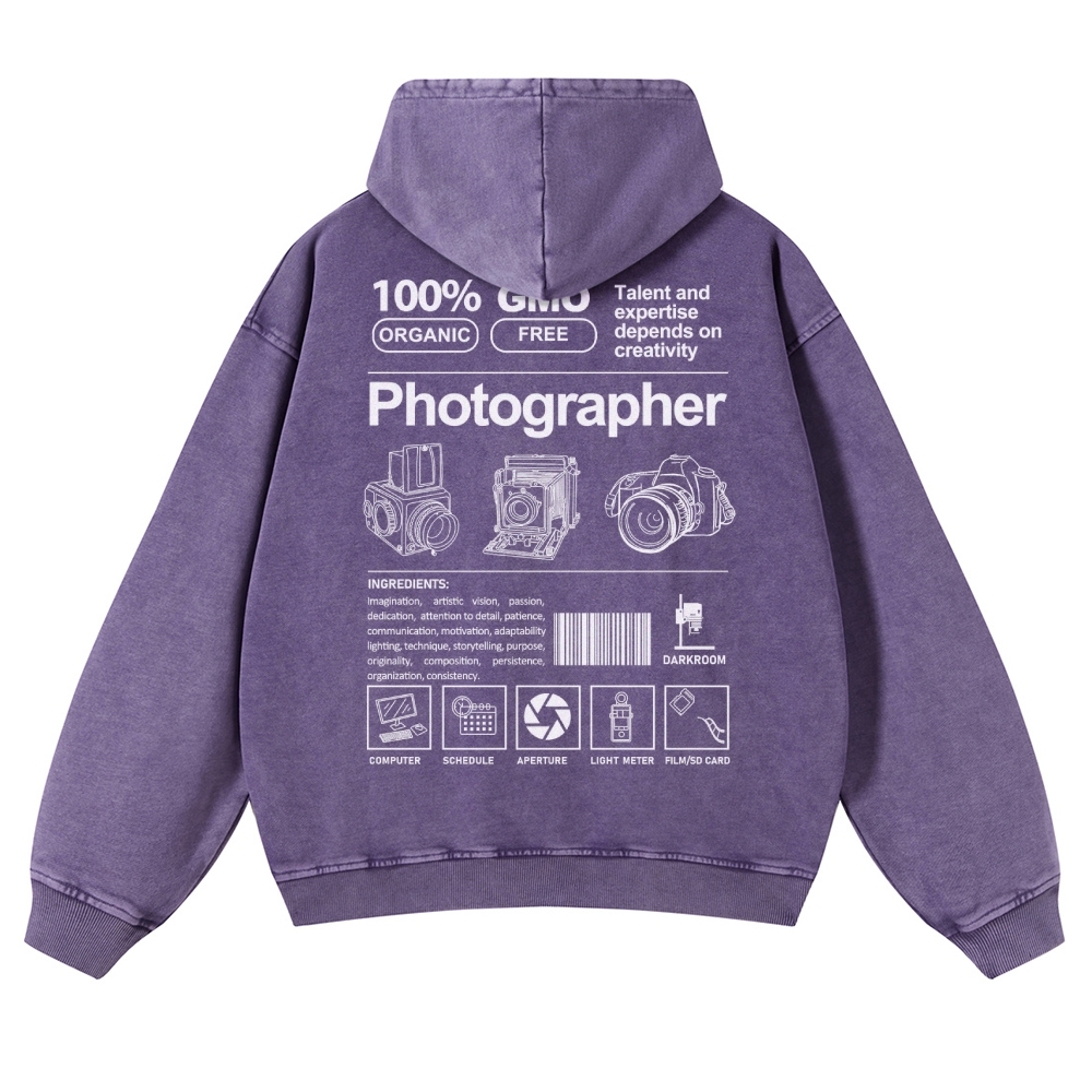 Photographer Casual Washed Hoodie