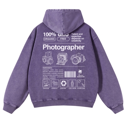 Photographer Casual Washed Hoodie
