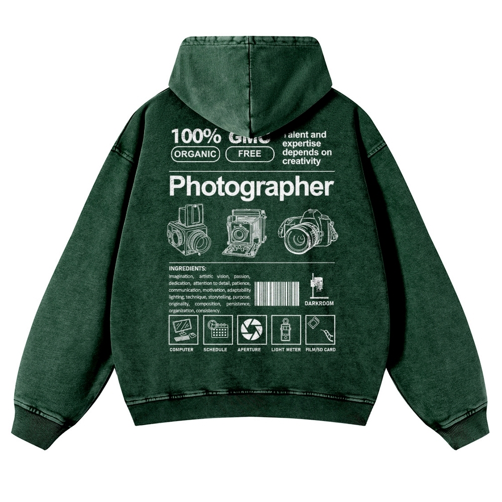 Photographer Casual Washed Hoodie