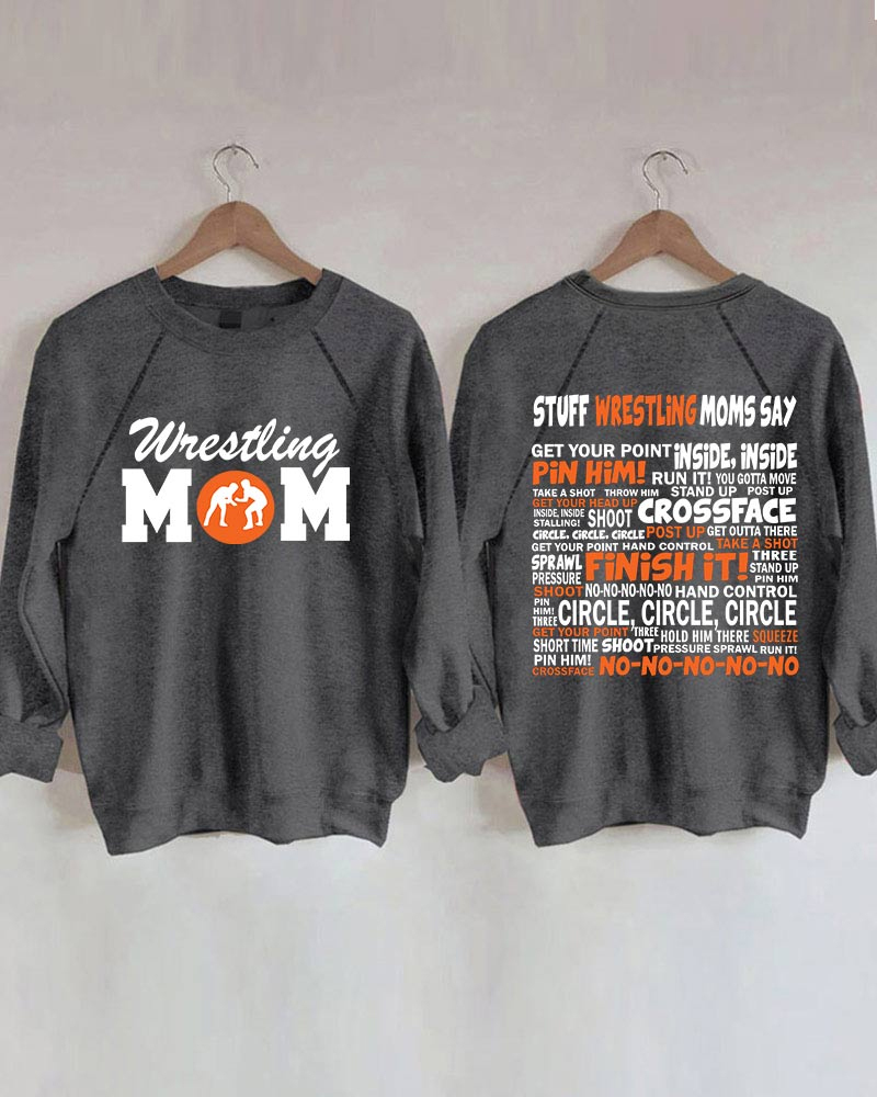 Wrestling Moms Orange Printed Sweatshirt-moweekender