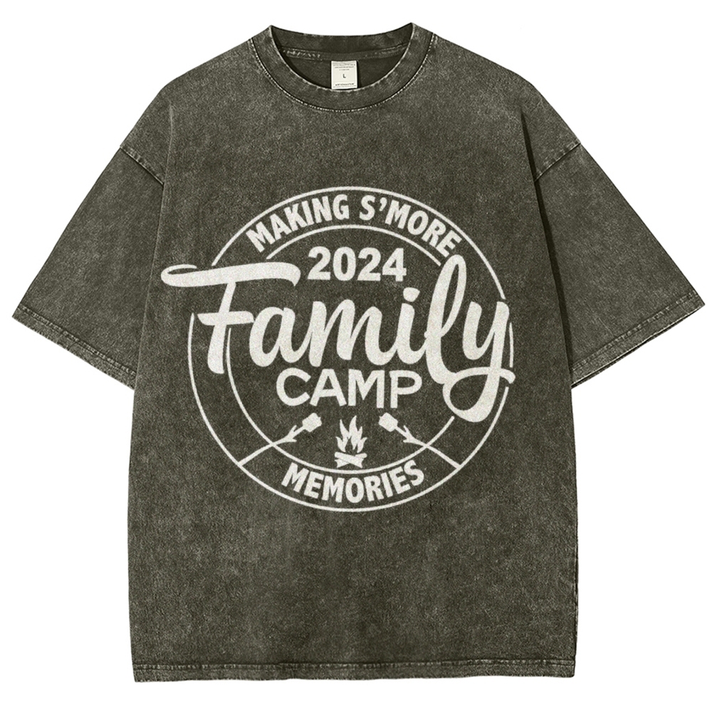 Family Camp Vintage Snowflake Washed T-Shirt-moweekender