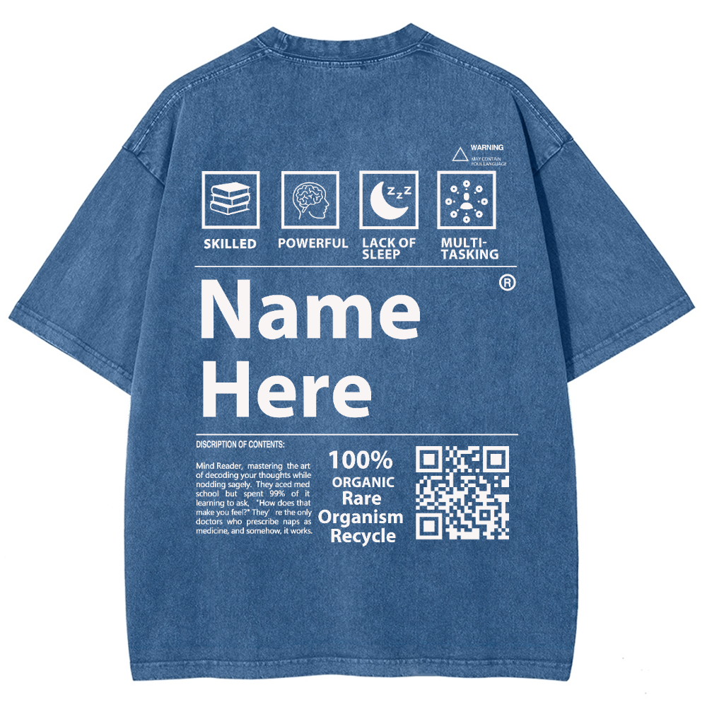 QR Code Customized Unisex Fit Washed T-Shirt