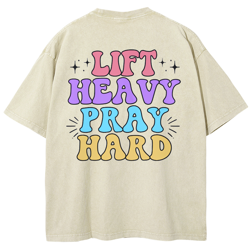 Lift Heavy Party Hard Unisex Fit Washed Oversized T-Shirt-moweekender