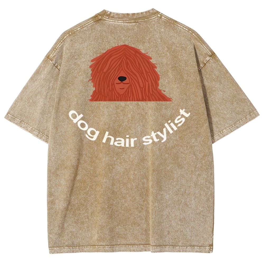 Dog Hair Stylist Unisex Fit Washed T-Shirt-moweekender