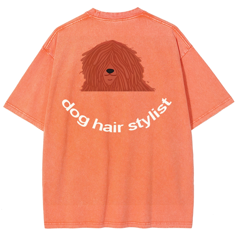 Dog Hair Stylist Unisex Fit Washed T-Shirt-moweekender