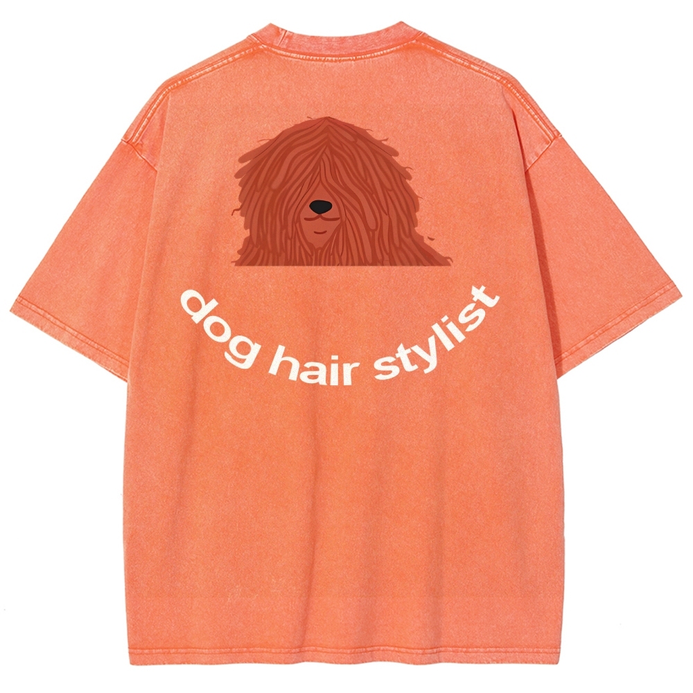 Dog Hair Stylist Unisex Fit Washed T-Shirt-moweekender