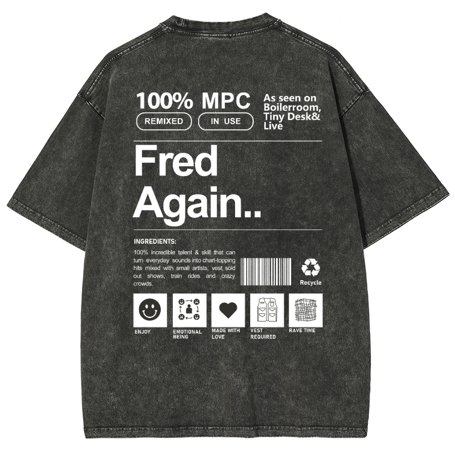Fred Again Unisex Fit Washed Oversized T-Shirt-moweekender