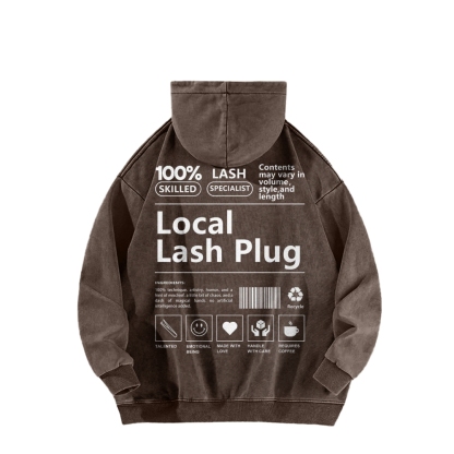 Local Last Plug Washed Long Sleeved Hoodie-moweekender