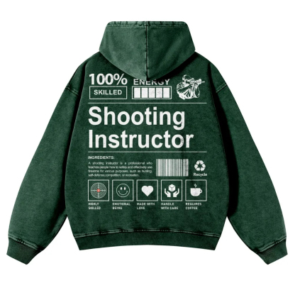 Shooting Instructor Printed Vintage Washed Hoodie-moweekender