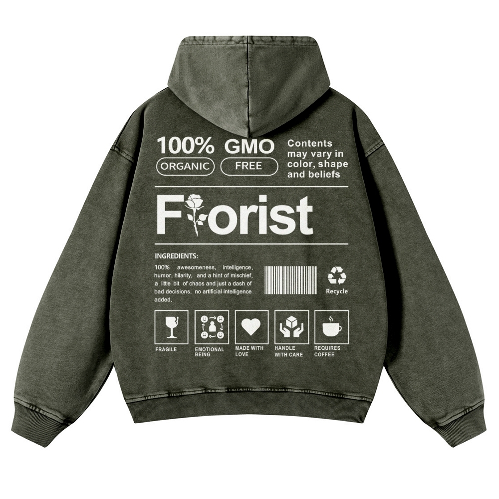 Florist Pattern Vintage Washed Hoodie-moweekender