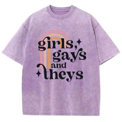 Girls Gays And Theys Vintage Snowflake Washed T-Shirt-moweekender