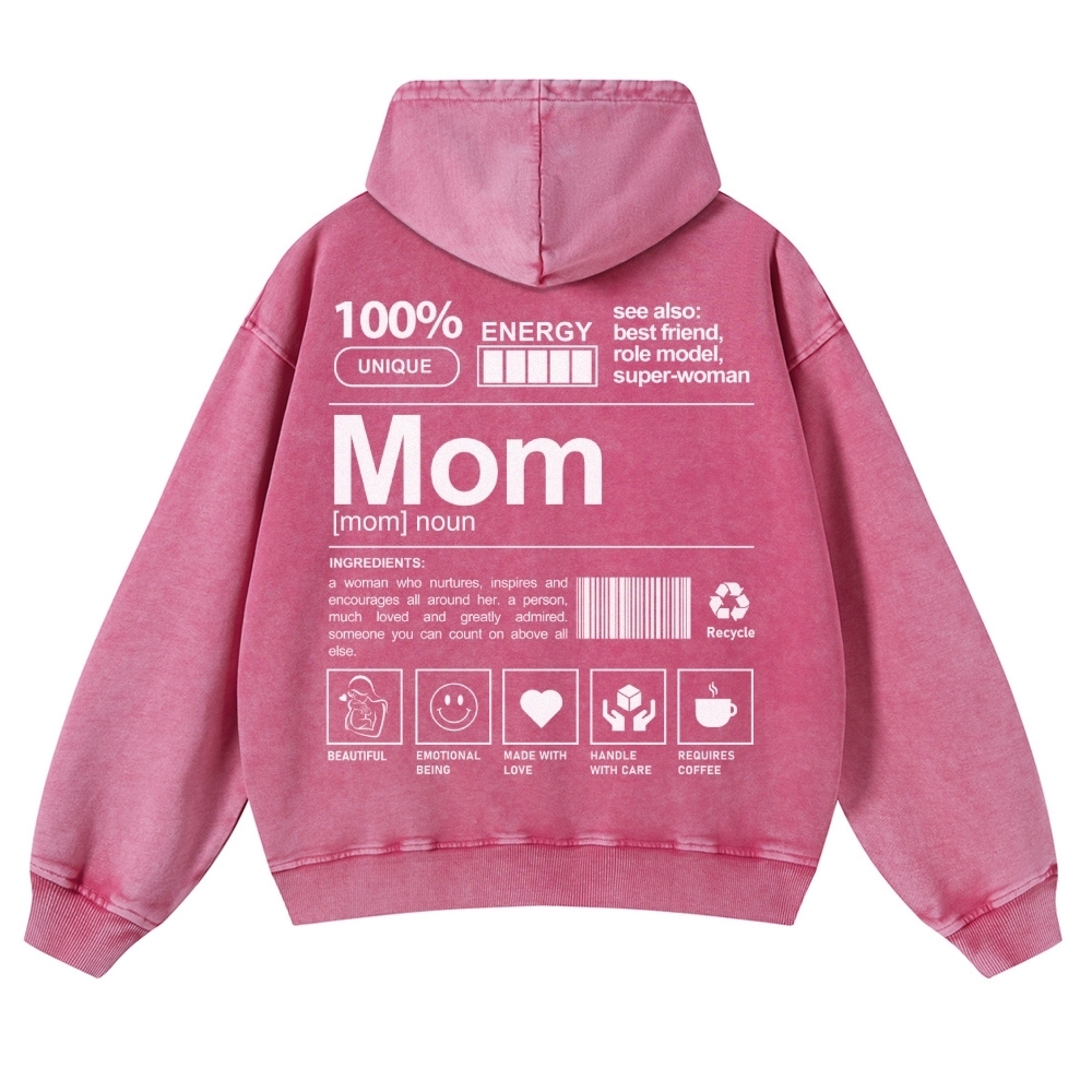 Mom Printed Vintage Washed Hoodie-moweekender