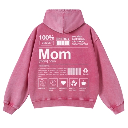 Mom Printed Vintage Washed Hoodie-moweekender