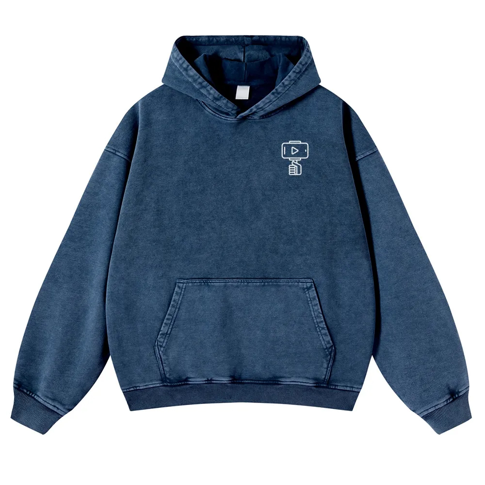 Vlogger Printed Vintage Washed Hoodie-moweekender