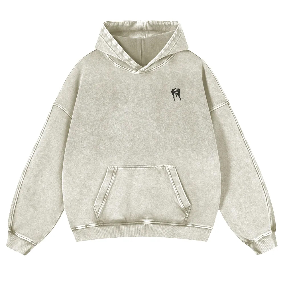 Muay Thai Printed Vintage Washed Hoodie-moweekender