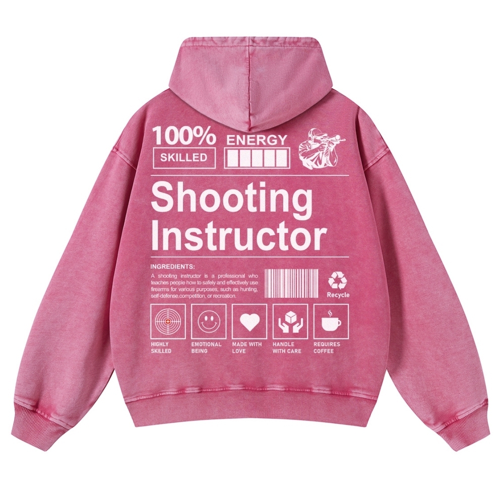 Shooting Instructor Printed Vintage Washed Hoodie-moweekender