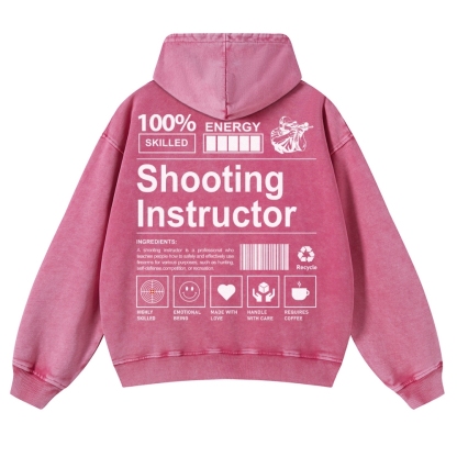Shooting Instructor Printed Vintage Washed Hoodie-moweekender