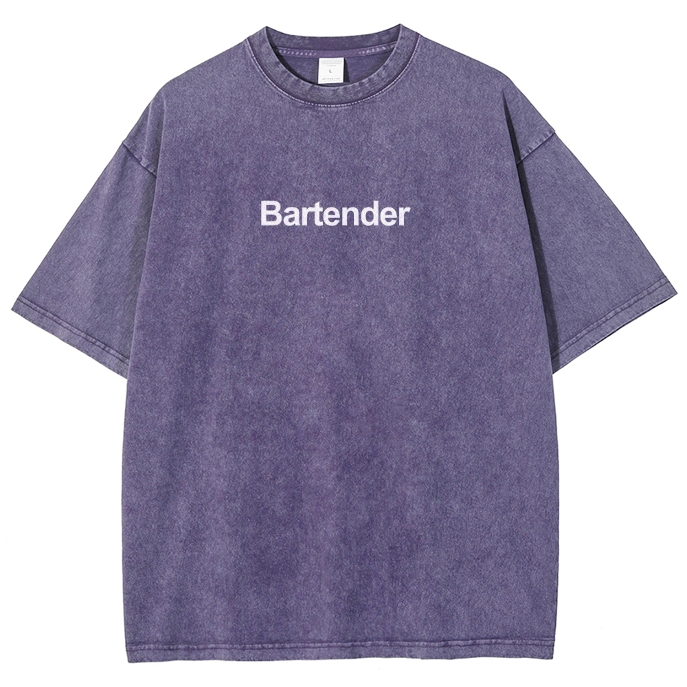 Bartender Printed Washed Vintage Short Sleeves T-Shirt-moweekender