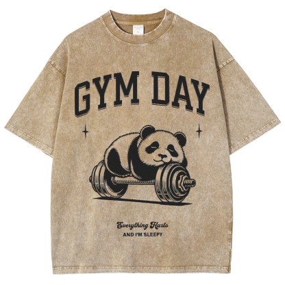 Gym Day Everything Hurts & I'm Sleepy Unisex Fit Washed Oversized T-Shirt-moweekender