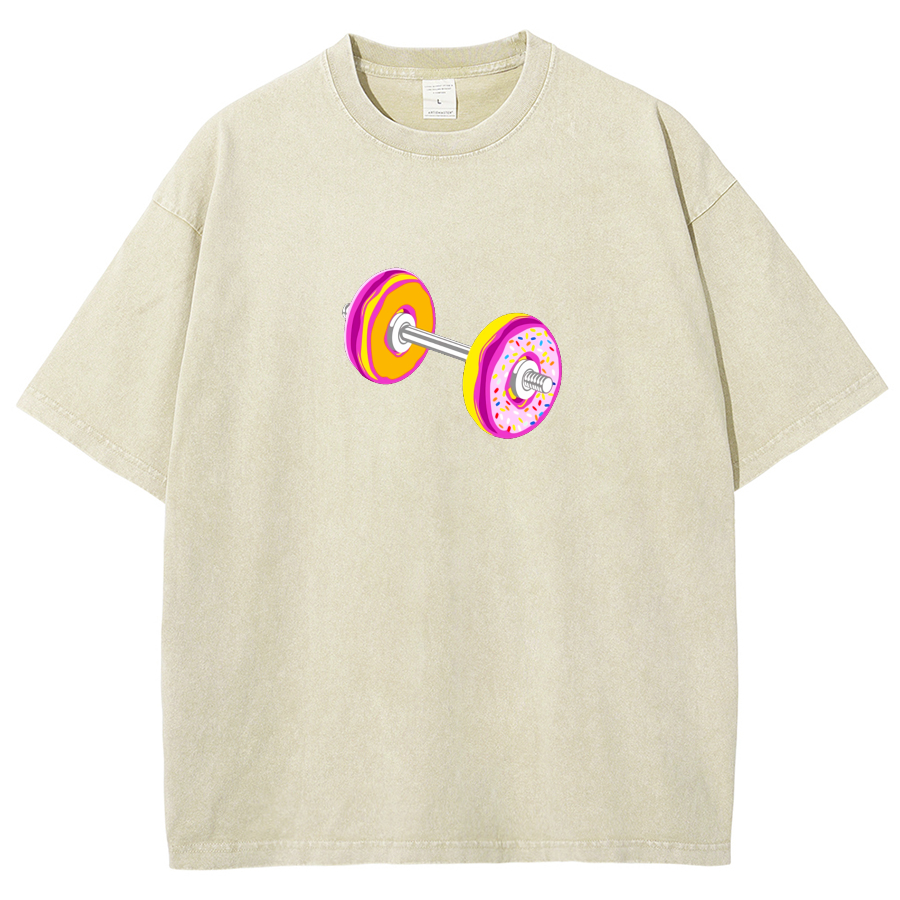 Barbell Donuts Unisex Washed T-Shirt-moweekender