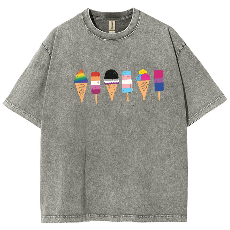 Pride Ice Cream Unisex Fit Washed Oversized T-Shirt-moweekender