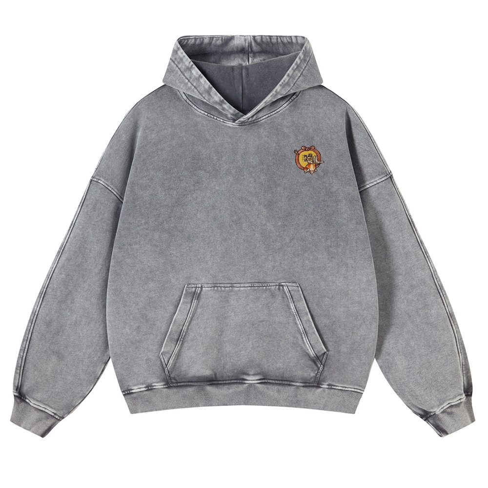 Japan Cat Story Vintage Washed Hoodie-moweekender