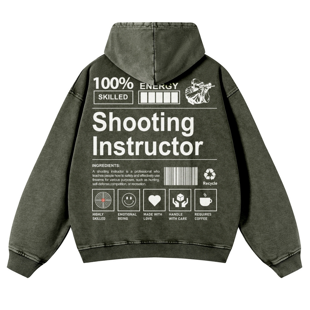 Shooting Instructor Printed Vintage Washed Hoodie-moweekender